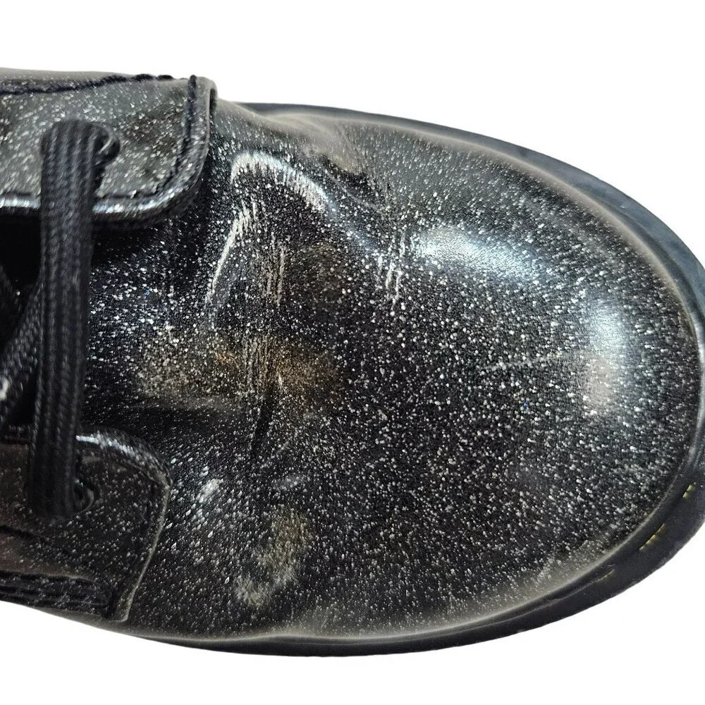 Dr. Martens 1460  Black Glitter J Girls Boots Size 1‎ US Black Glitter Lace-Up